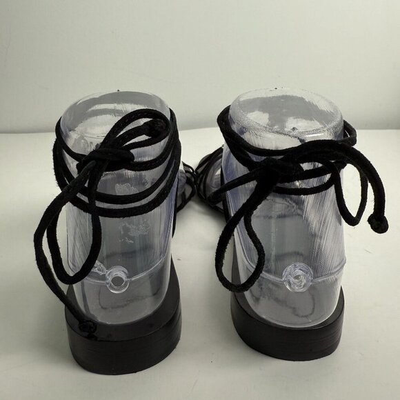 Pelle Moda Sandals Rhinestone Ankle Lace Up Black Size 7.5 - Picture 7 of 7